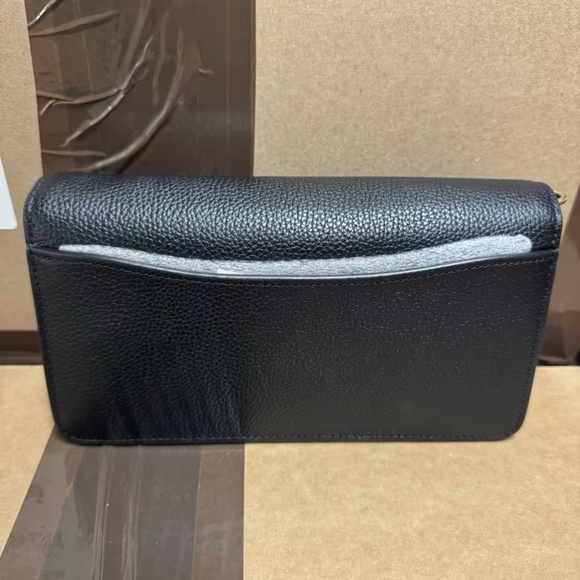 Coach Tabby Chain Leather Clutch Crossbody - Black/Brass CE772 - Picture 2 of 6